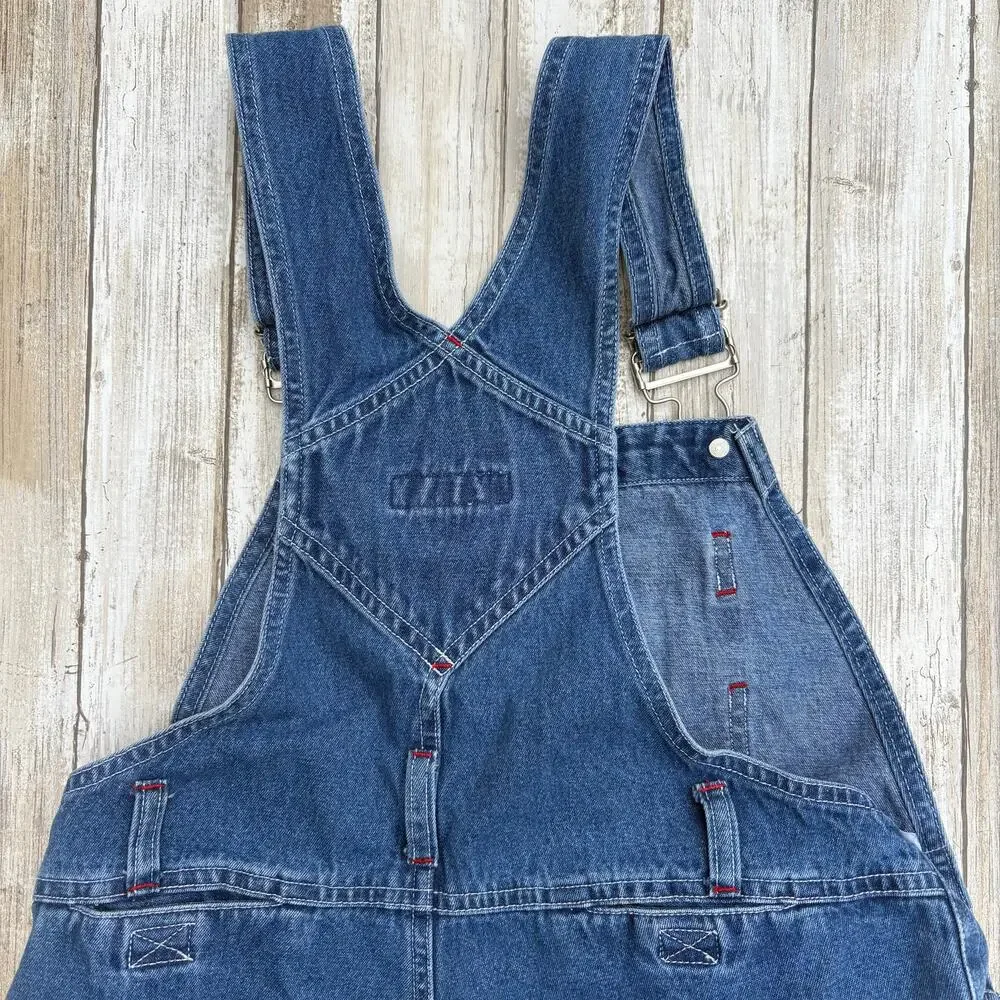 VTG‎ Montana Blues Kids Bib Overalls Shorts Sz L Blue Denim Carpenter Casual